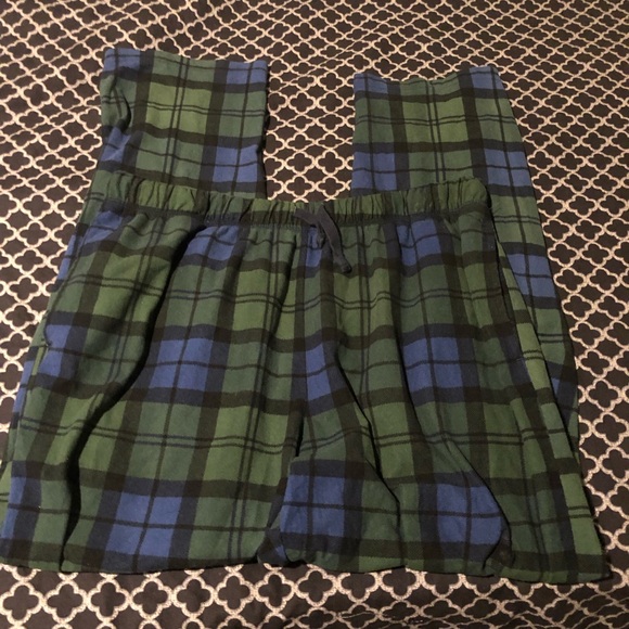 Nautica Sleepwear Pants Mens Large Green Blue Plaid Pajama Lounge Drawstring D4 - Picture 1 of 5
